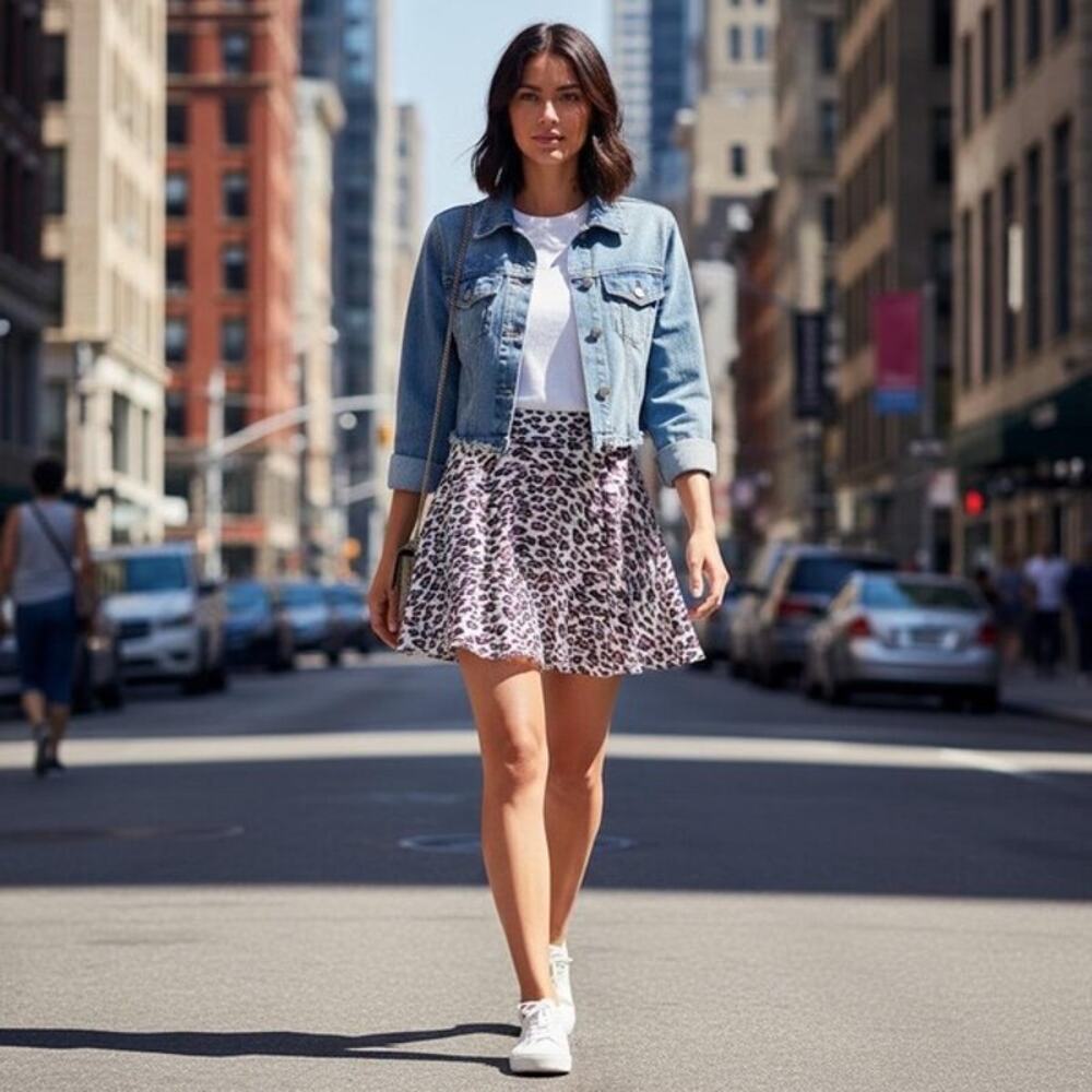 d’ELiA’s Leopard Print Pull On Mini Skirt Sz L